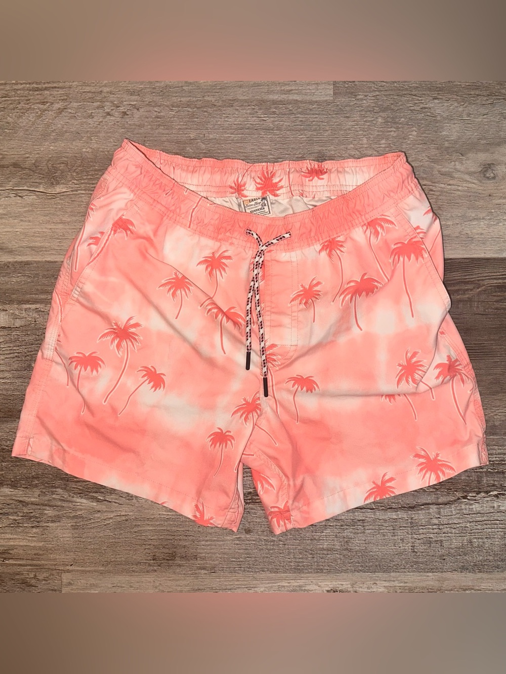 American Eagle Outfitters Coral Pink Palm Print Swim Shorts